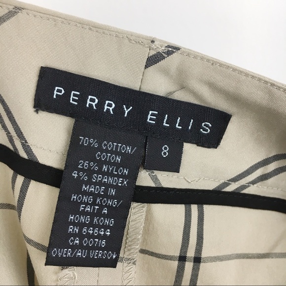 NWT Perry Ellis Womens Size 8 Black Tan Beige Windowpane Plaid Dress Work Pants - Picture 9 of 9